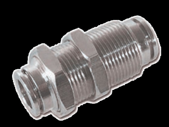 Push-in bulkhead connector, stainless
