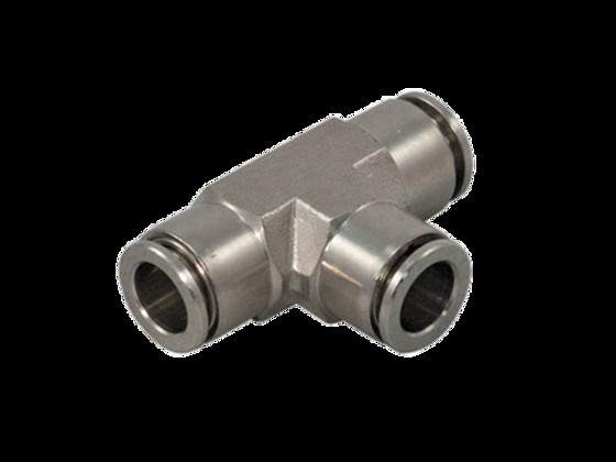 Push-in Union tee, metric tube, stainless