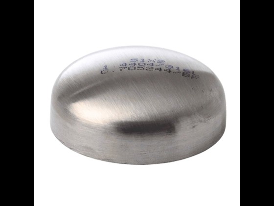 High-quality stainless steel end cap in dished shape, AISI 316L, ISO certified for reliable industrial applications. Order now!