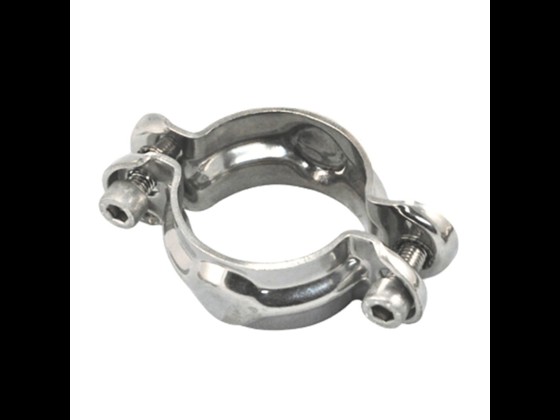 Stainless steel pipeclip without shaft with Allen bolts for reliable installation in industrial environments. Buy online at Alfotech!