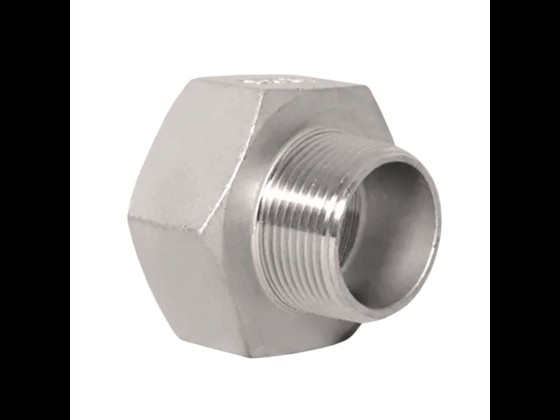 Durable hexagonal nipple in AISI 316 stainless steel, ideal for food industry applications. Corrosion-resistant and hygienic. Order online at Alfotech!