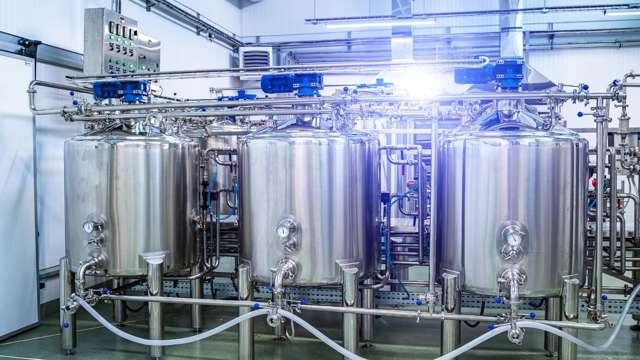 Process plant with piping and tanks